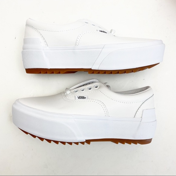Vans Era Stacked Leather Platform Sneakers: White - Picture 8 of 15